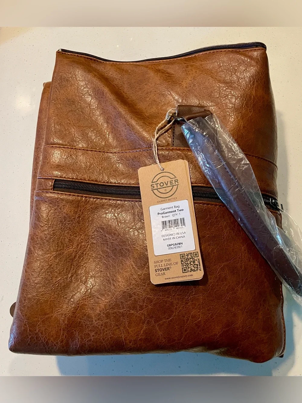 Stover Brown Leatherette Garment Suit Bag